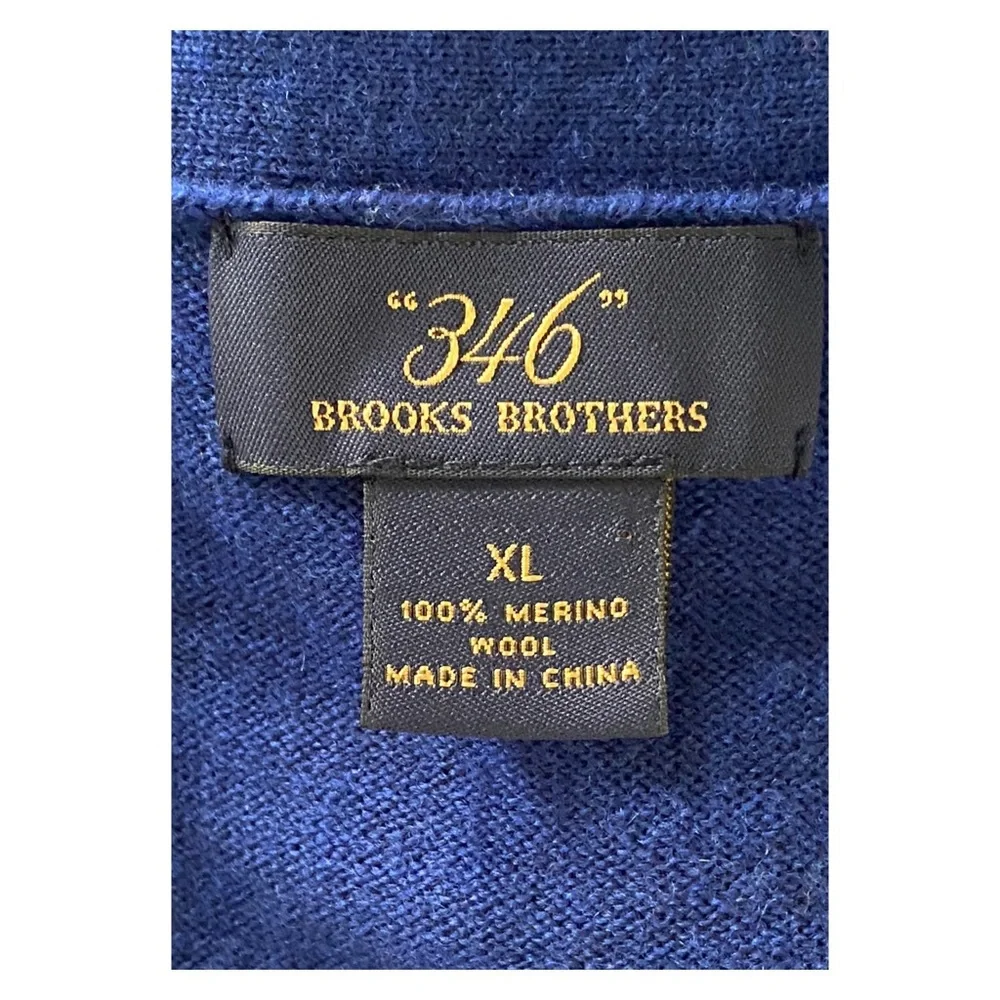 Brooks Brothers Long Sleeve 100% Merino Wool Blue-Gray Argyle Cardigan Size XL - Picture 5 of 5